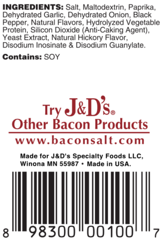 J&D's Bacon Salt Original, Big Pig size 16 oz BBQ Seasoning Rub